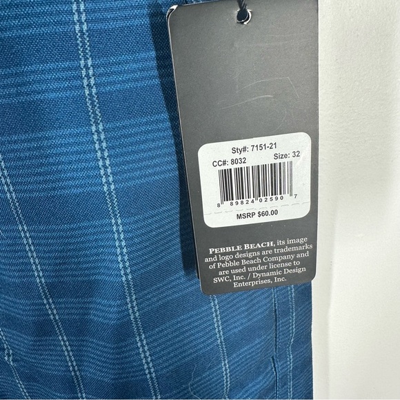 Pebble Beach Blue Plaid Performance Golf Shorts 32” - Picture 3 of 6